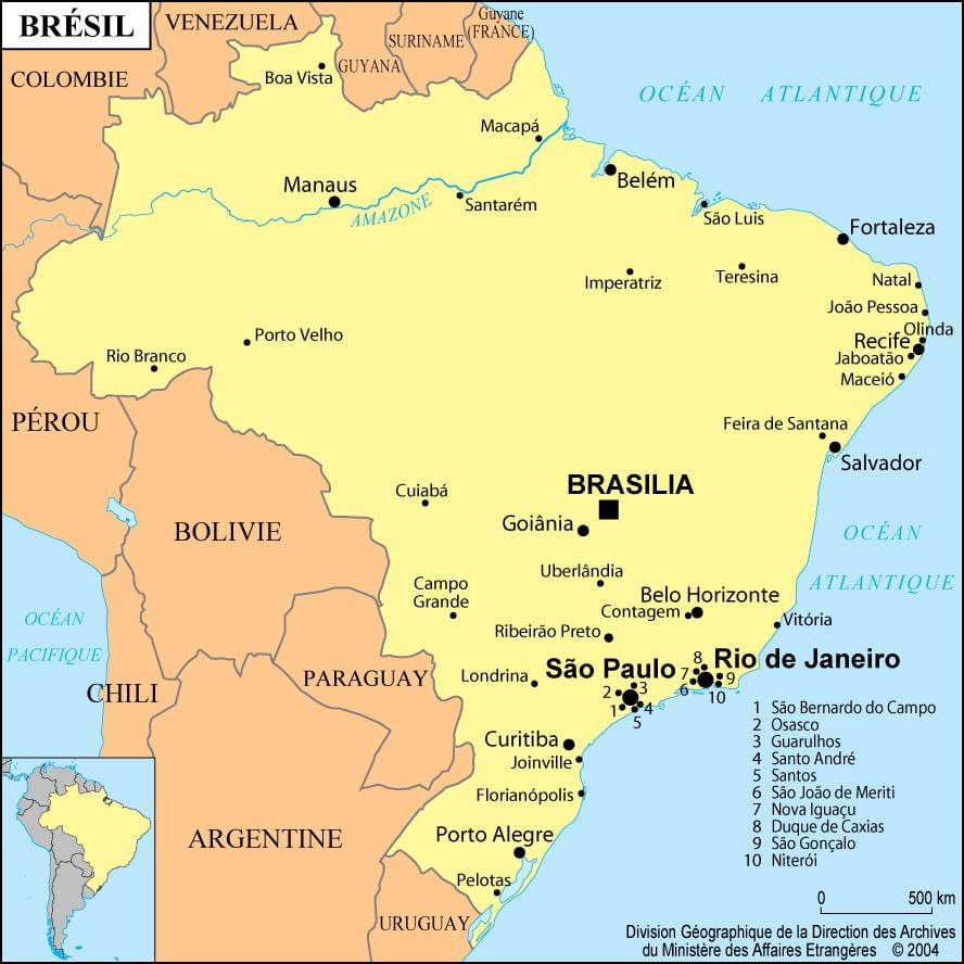 브라질의 지도를 보여주는 Rio de Janeiro