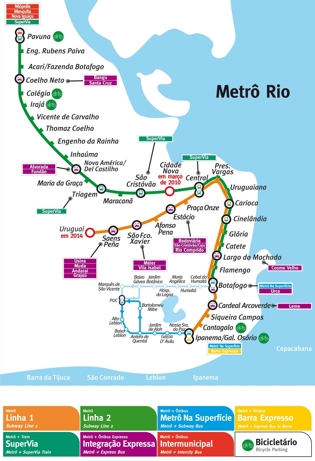 지도 metro Rio de Janeiro